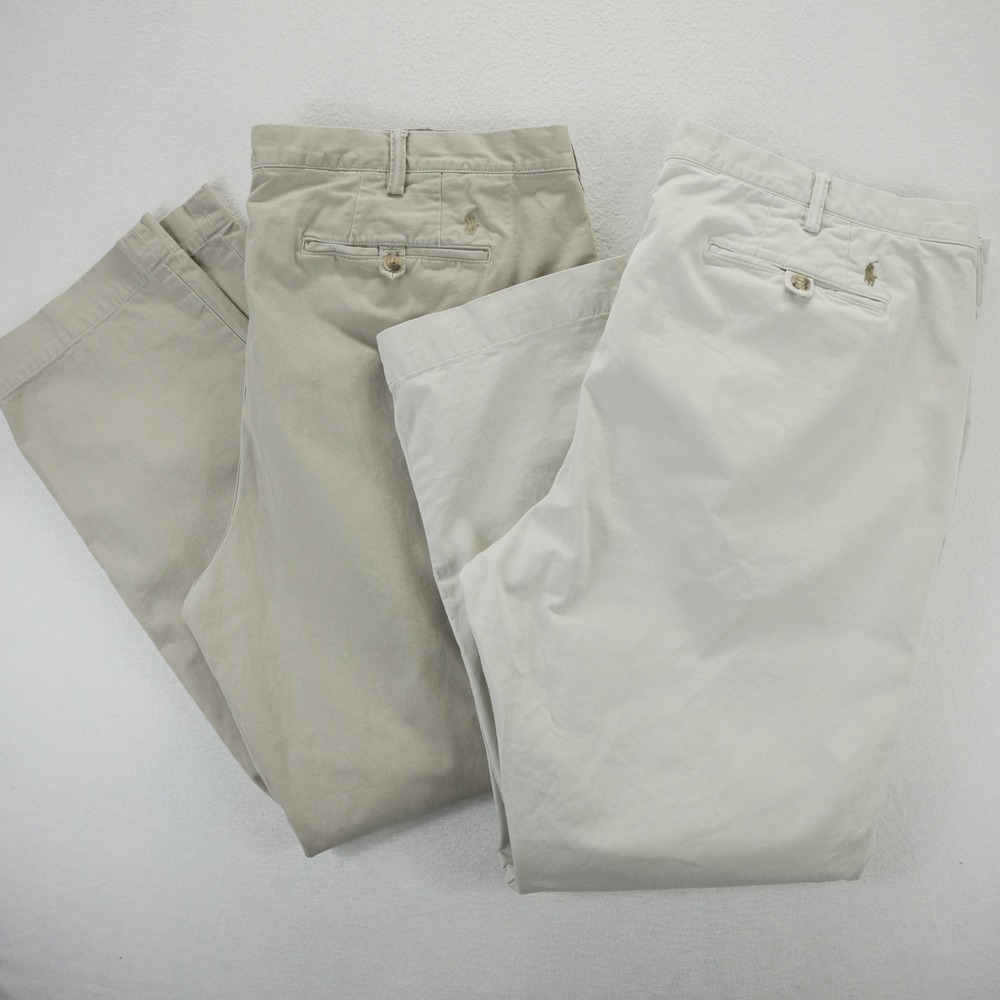 Polo Ralph Lauren Stretch Straight Fit Chino Pants Lot of 2 Khaki Tan Mens 42x32